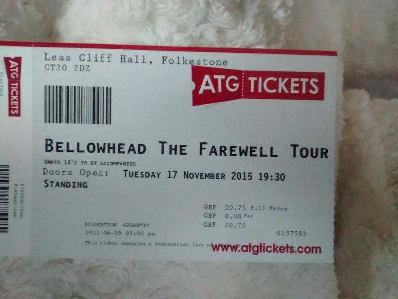 2 tickets for Bellowhead, Leas Cliff Hall, Folkestone