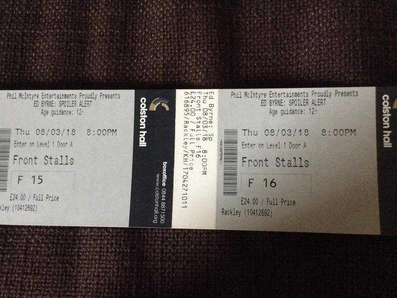 2 tickets for Ed Byrne at Colston Hall Bristol, 8318