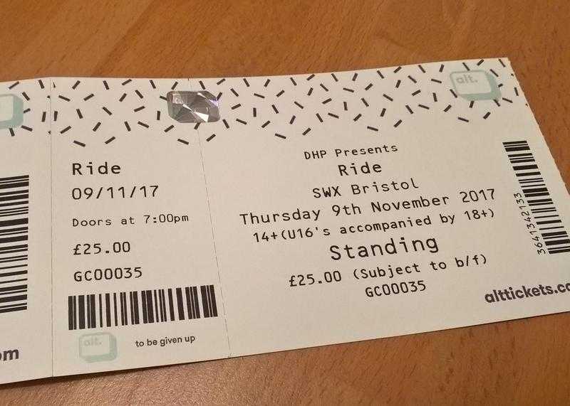 2 Tickets for RIDE  at SWX Bristol, 9th November 2017