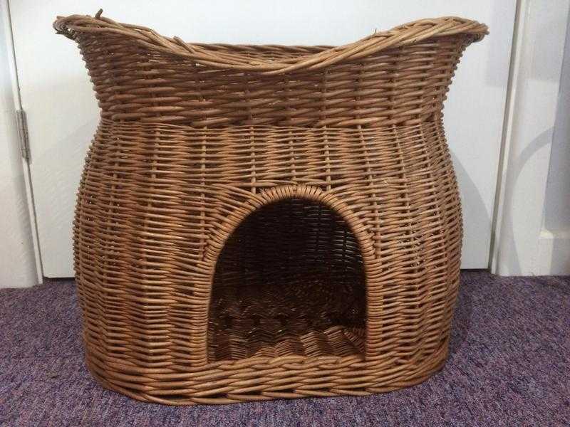 2 TIER WICKER CAT BED BASKET PET POD HOUSE SLEEPING CUSHIONS PUPPY SMALL DOG BED