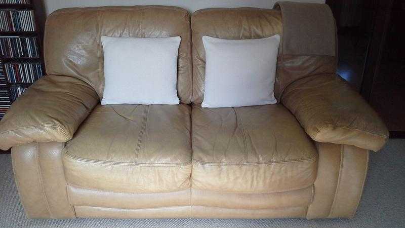 2 Two Seater Caramel Leather Sofas