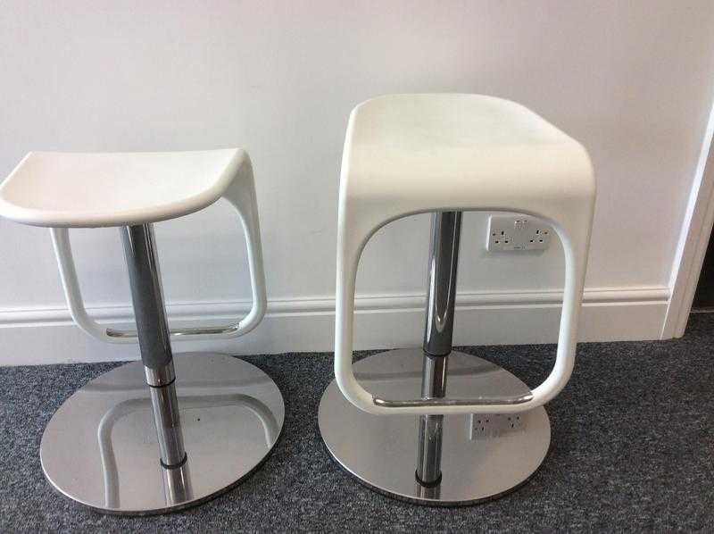 2 WHITE amp CHROME STOOLS, EXCELLENT CONDITION