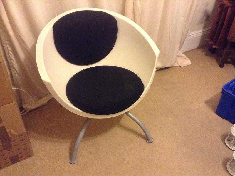 2 White and Black Tub chairs