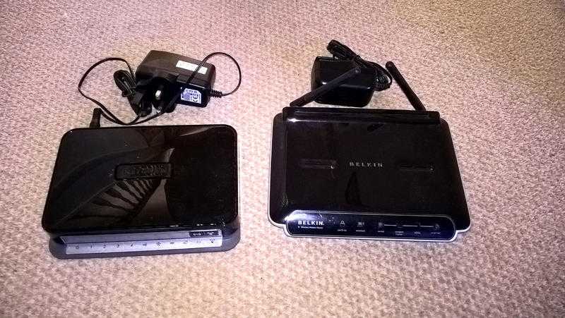 2 Wireless RouterModems (Belkin  Netgear)