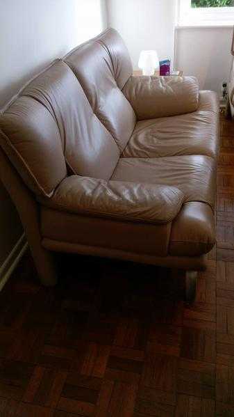 2 x 2 Beige Leather sofas