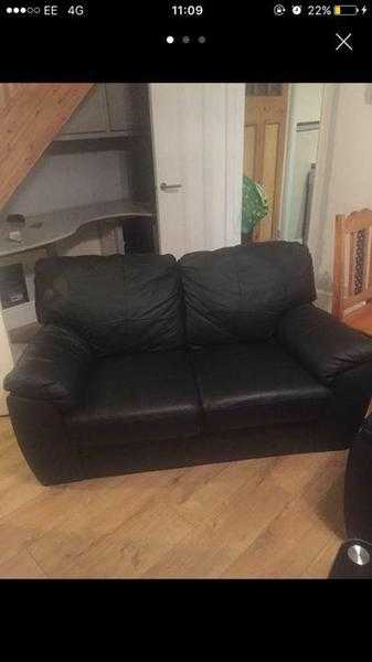 2 x 2 Black leather sofas