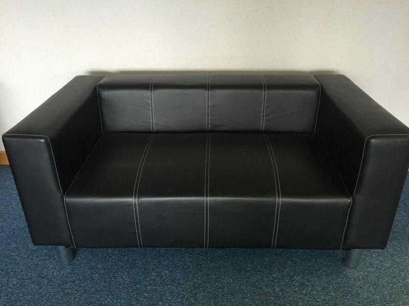 2 x 2 seater Black Faux Leather sofas