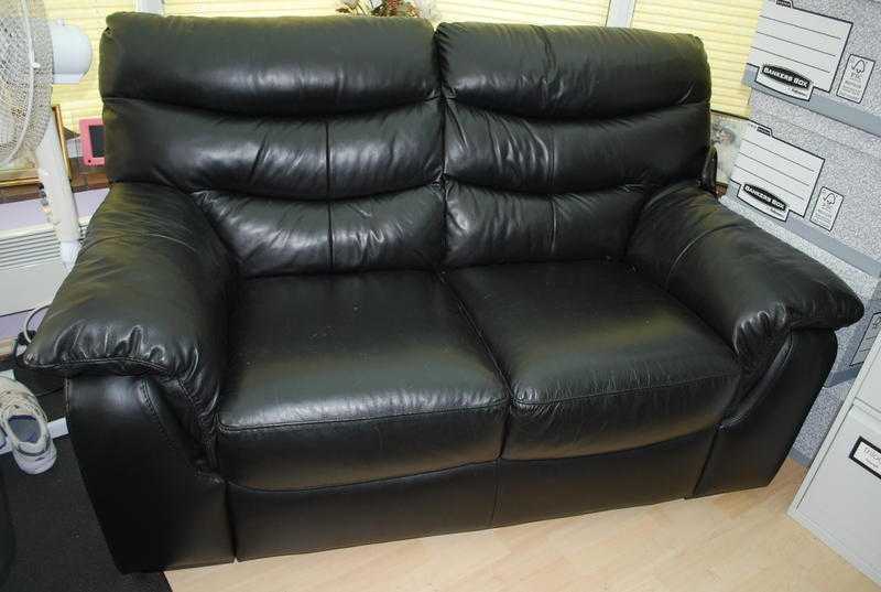 2 x 2 seater black leather sofas