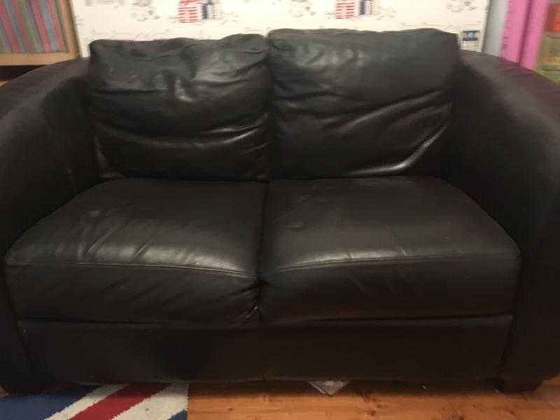 2 x 2 Seater Leather Sofas amp Footstool