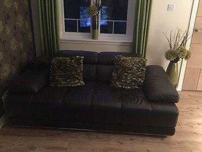 2 x 2,5 seater italian brown leather sofas