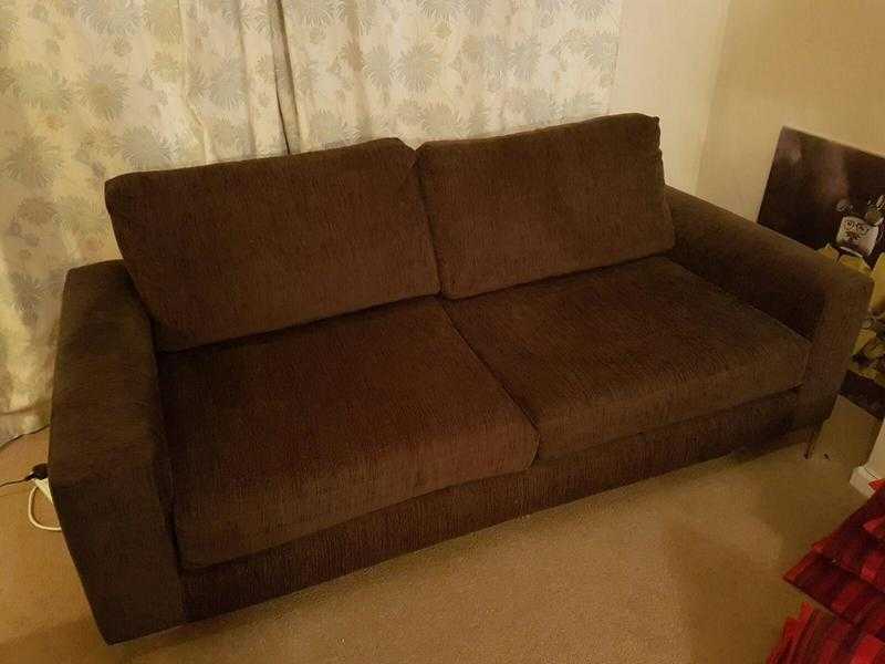 2 x 3 seater chocolate brown sofas