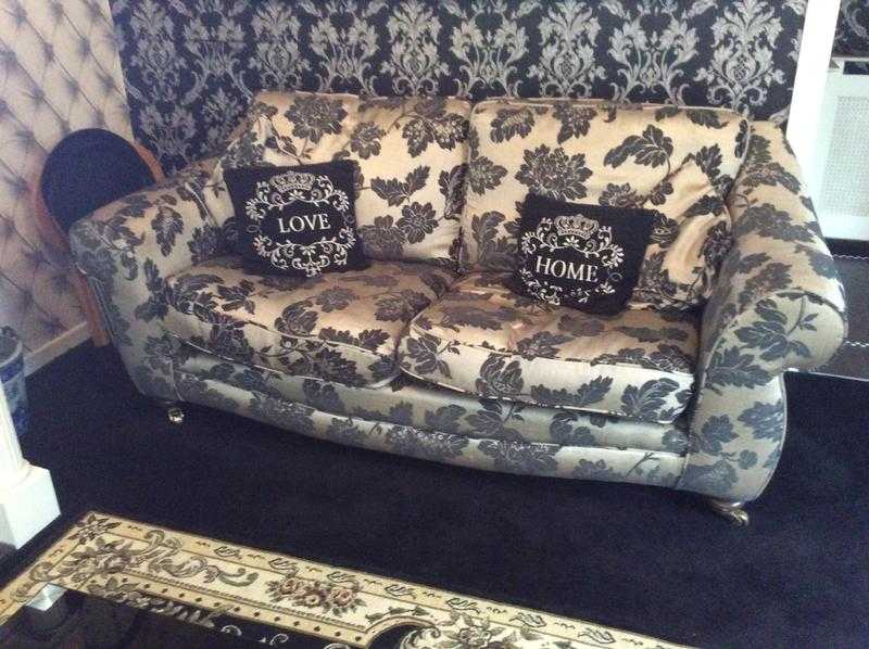 2 X 3 seater sofas and matching storage footstool