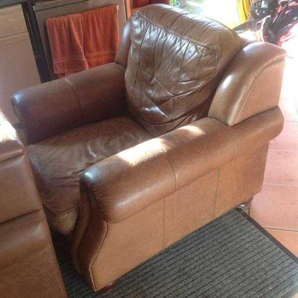 2 x Brown Leather Chairs