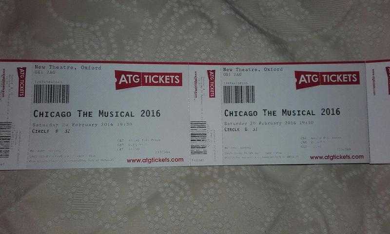 2 x CHICAGO The Musical tour tickets Oxford 20th Febriary - Valentines present