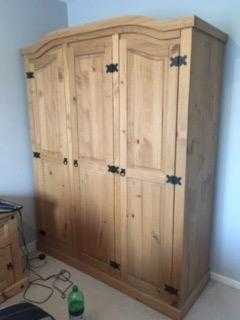 2 x Corona 3 Door Solid Pine Wardrobe With Arched Top