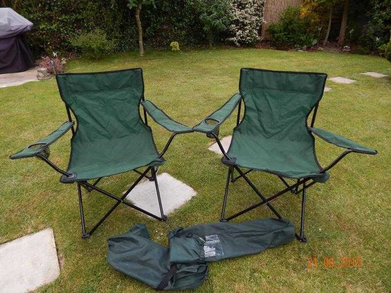 2 x fold up camping chairs for sale