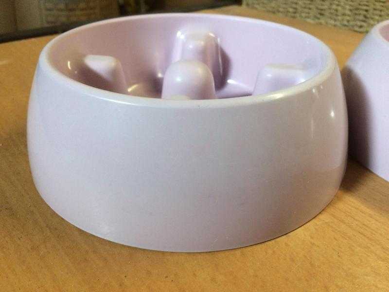 2 X Go-Slow Anti-Gulp Dog Bowl, Small, Pink