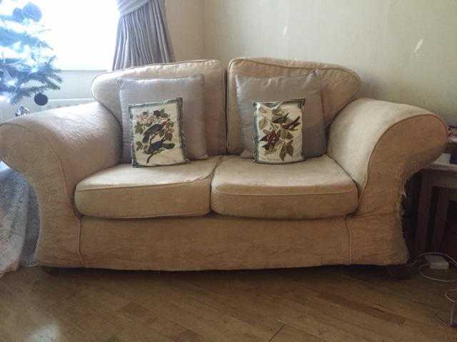 2 X HANDMADE 2 SEAT SOFAS WITH REMOVABLE COVERS
