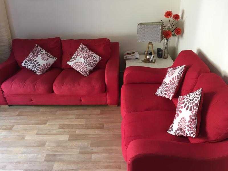 2 x Harveys sofas in red