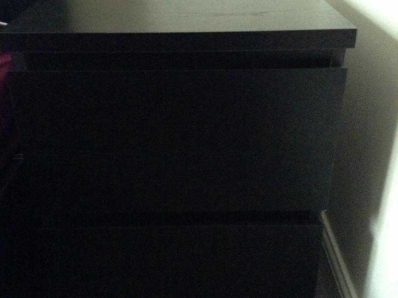 2 x IKEA black malm bedside tables