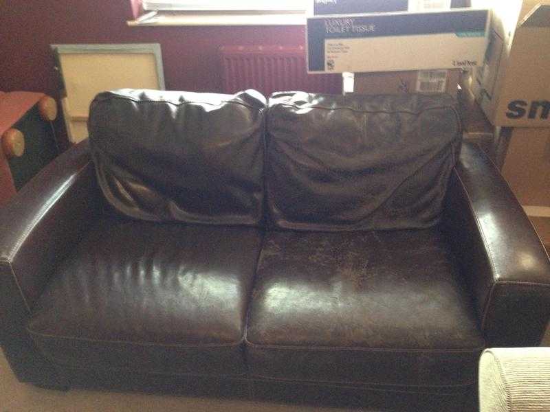 2 x Leather coated settee