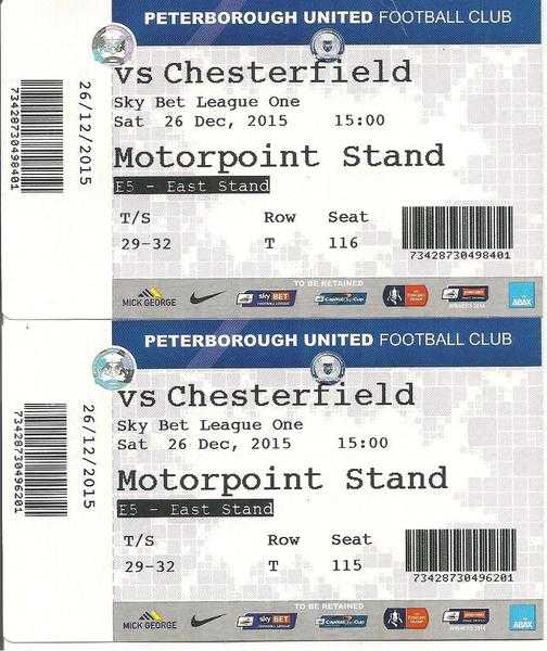 2 x Peterborough v Chesterfield Football Tickets