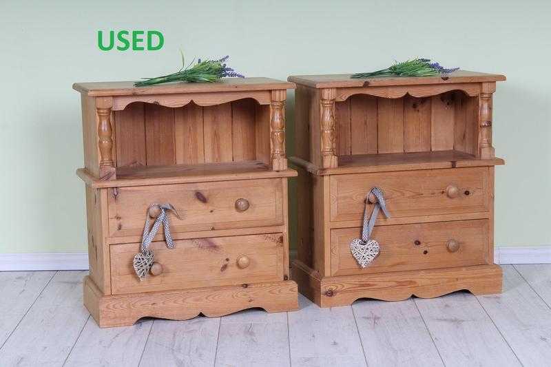 2 X SOLID PINE BEDSIDE TABLES WAXED FINISH QUALITY MADE - CAN COURIER