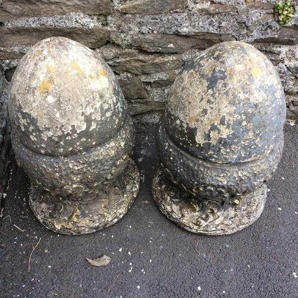 2 X Stone Cast Acorn Finials for Gate Pillars