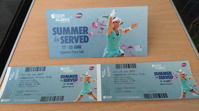 2 x tickets to Aegon Classic Tennis -Birmingham