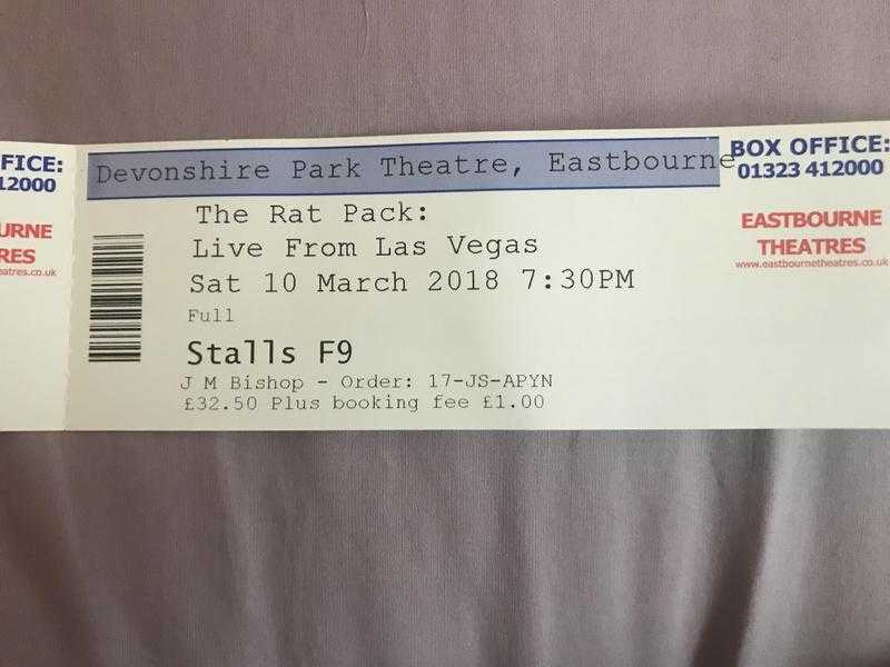 2 x Tickets to The Rat Pack in Eastbourne 10th March 2018