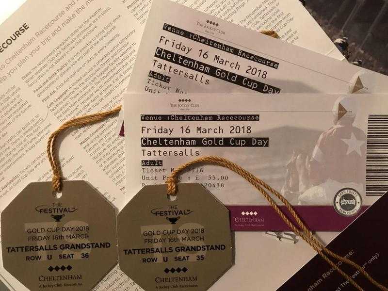 2 x TICKETS WITH BADGES FOR RESERVED SEATS CHELTENHAM GOLD CUP TATTERSALLS GRANDSTAND (SOLD OUT)