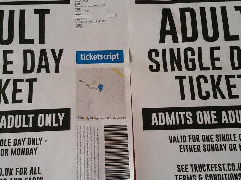 2 x Truckfest Peterborough Tickets (1st or 2nd May 16)