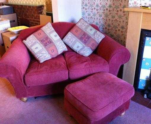 2 x Two Seater Sofas and 1 Footstool