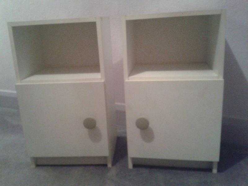 2 x white bedside cabinets