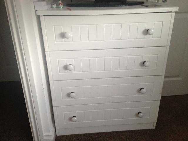 2 x White wood 4 drawer chests