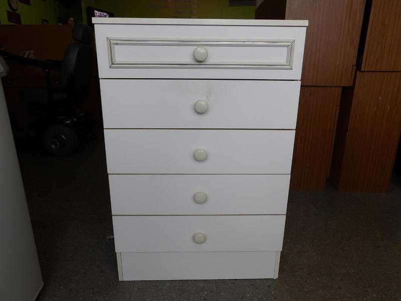 20 OFF ALL ITEMS SALE -  5 Drawer White Chest Of Drawers - Local Delivery Now ONLY 19