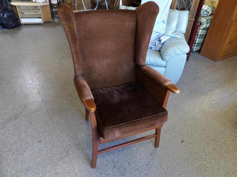 20 OFF ALL ITEMS SALE - Brown Wingback Armchair  Fireside Chair For Reupholstery Project