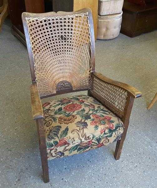 20 OFF ALL ITEMS SALE - Cane backed Victorian Antique Chair For Restoration  Upholstery