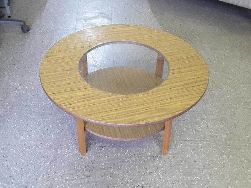 20 OFF ALL ITEMS SALE- Circular Retro Style Coffee Table With Glass Insert - Local Delivery 19