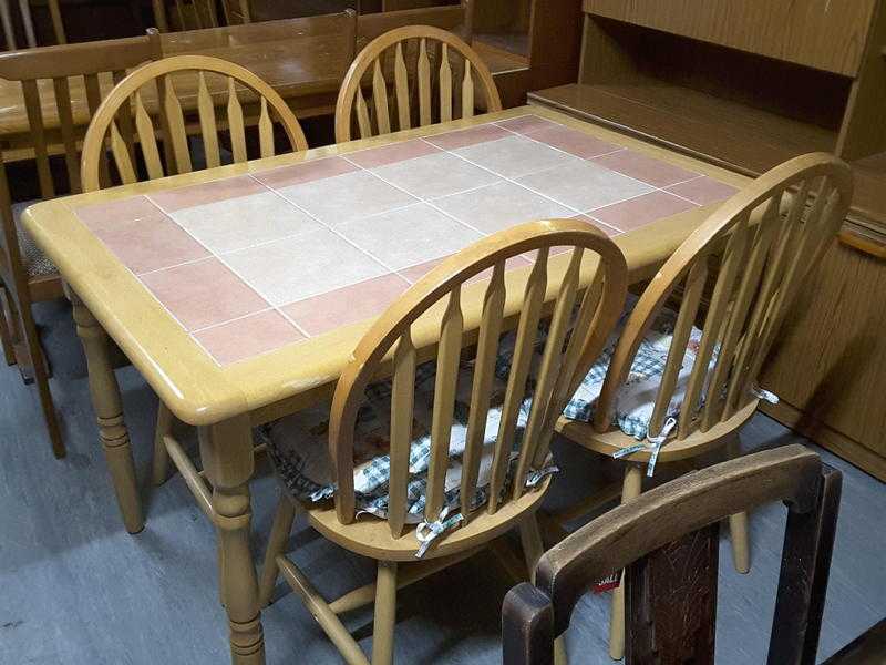 20 OFF ALL ITEMS SALE- Tiled Top Dining Table With 4 Chairs - Can Deliver For 19