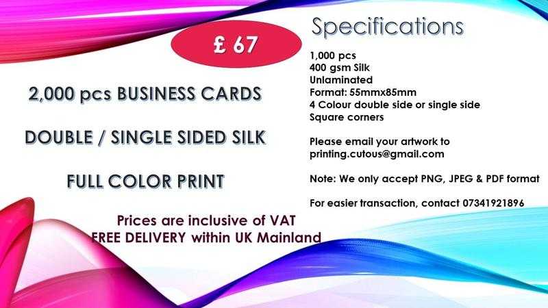 2,000 pcs BUSINESS CARDS 400 gsm SILK FULL COLOR PRINT