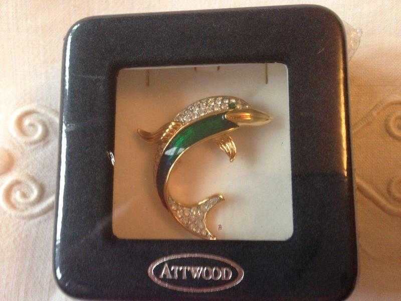 22ct Gold Plated Rare Attwood amp Sawyer Enamel Swarovski C...