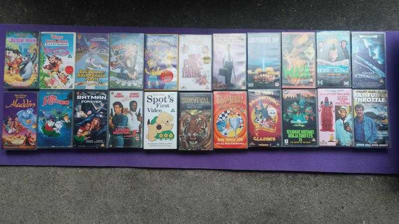 22x VHS Films Family Classics Disney, Warners Bros, Transformers, Aladdin, Cartoons bundle SCI-FI