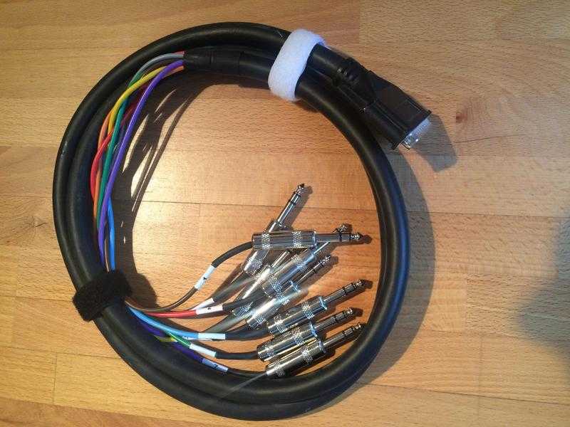 25 pin DSUB to 8-way balanced jack audio cable 1,5 meters long