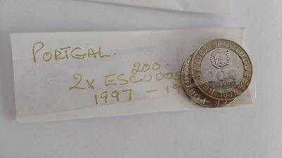 2x 200 Escudos 1991 coins from Portugal in very good condition