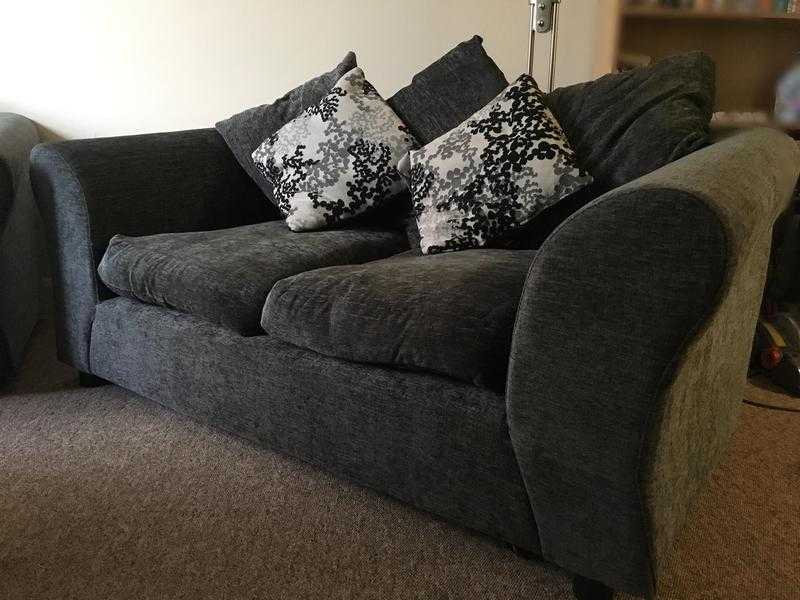 2x Fabric, Charcoal, two seater sofas