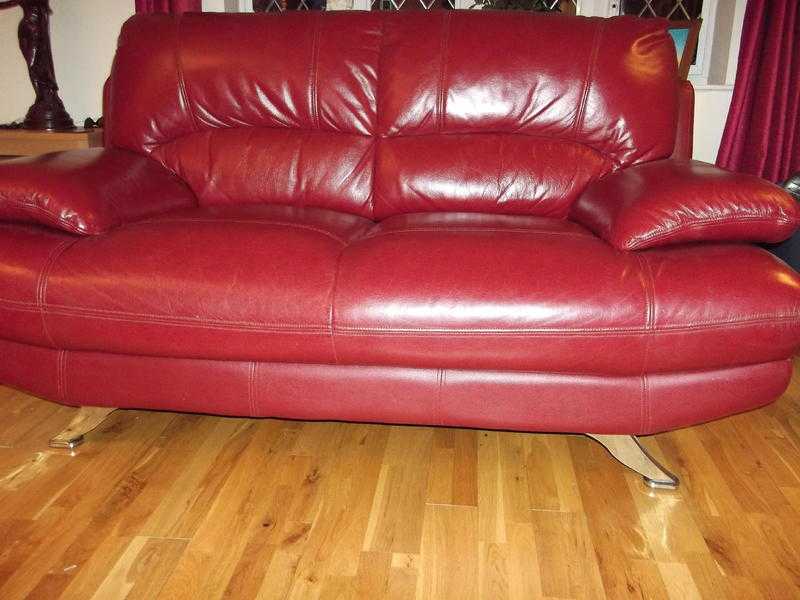 2x Harveys Leather Samara sofas in Wine Red