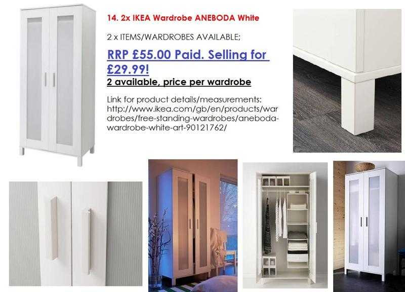 2x IKEA Wardrobe ANEBODA White