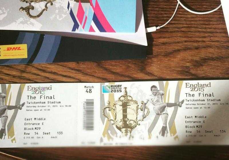 2x tickets Rugby World Cup Final