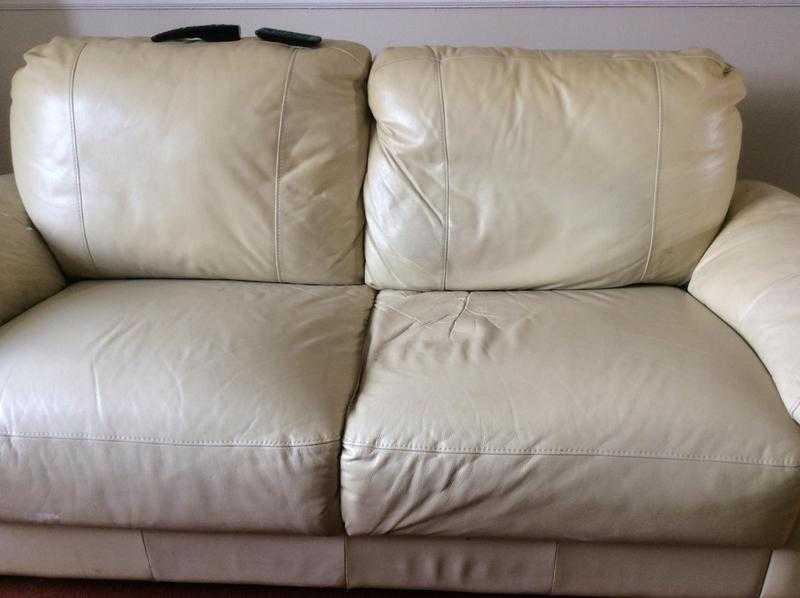 2x2 cream leather sofas FREE TO COLLECTOR